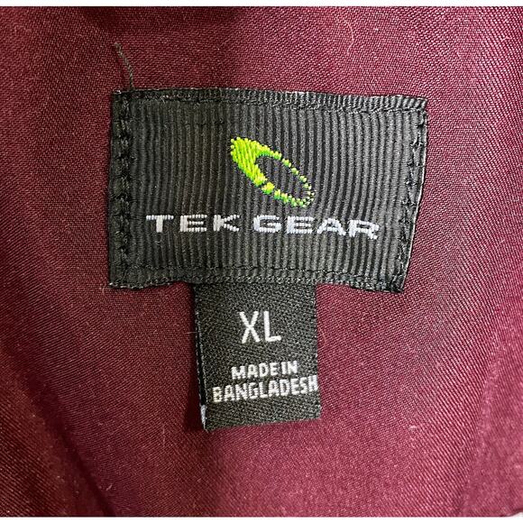 Tek Gear Windbreaker Jacket Lined Maroon Black Color Block Full Zip Size XL 90s - Picture 5 of 6